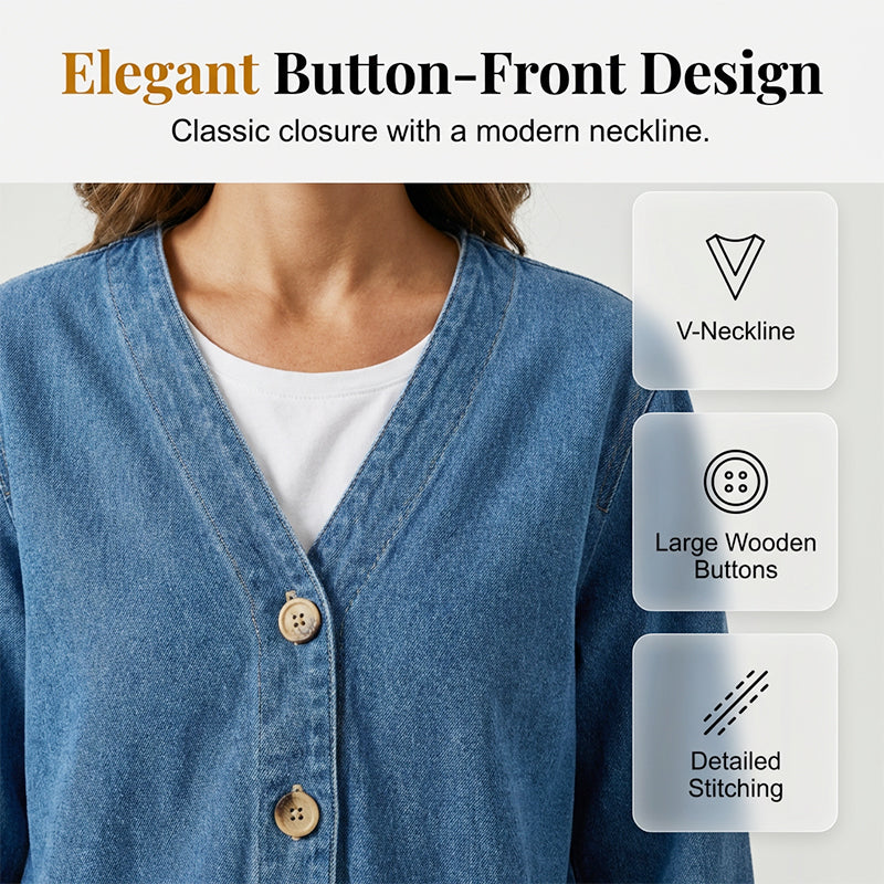 ⏳Time-Limited Special⏰Women's Classic Button Front Denim Jacket