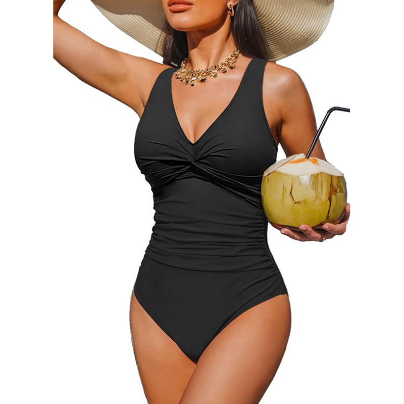 🥳2026 HOT SALE🥳💞50K+ SOLD!👵🏖️ 49% OFF! Women's One-Piece Swimsuit – Tummy control ruching, elegant twist-front. Wide straps stay put, no digging. Quick-dry fabric. Perfect for pool or beach. 🌊💕