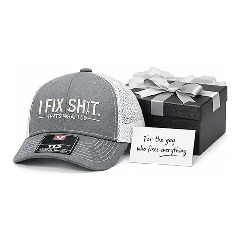 🧢2026 New Arrival😎Mesh Back Trucker Cap with "I Fix Shit" Embroidery – Breathable Outdoor Sun Hat🧢☀️