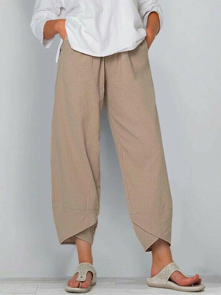 👖Pantaloni vintage asimmetrici con elastico in vita e tasche – Design unico, vestibilità comoda e stile funzionale🌸